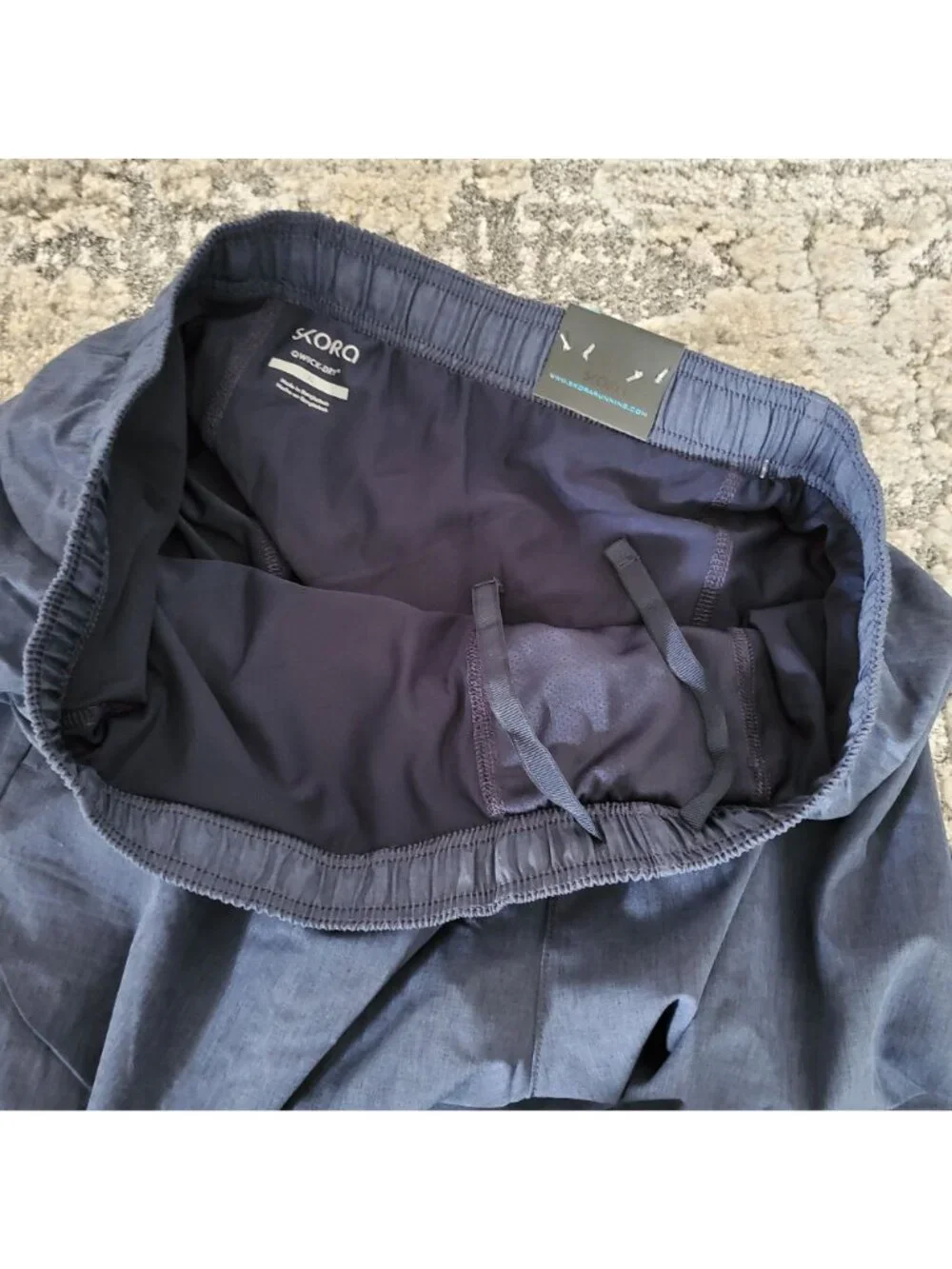 Skora Men's Run Real 2-In-1 Running Shorts and Pants Indigo Ink Chambray Size XL